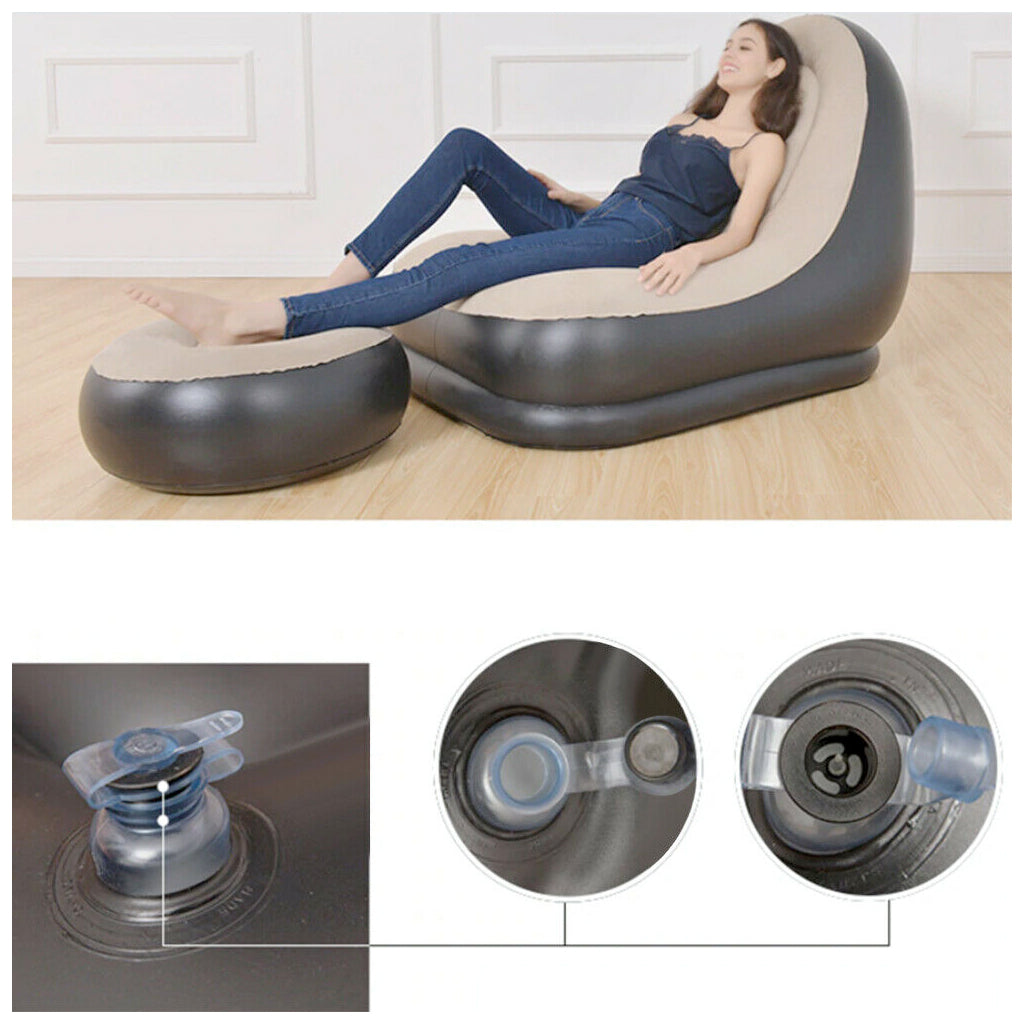 Large Bean Bag Sofa Set with Inflatable Footrest