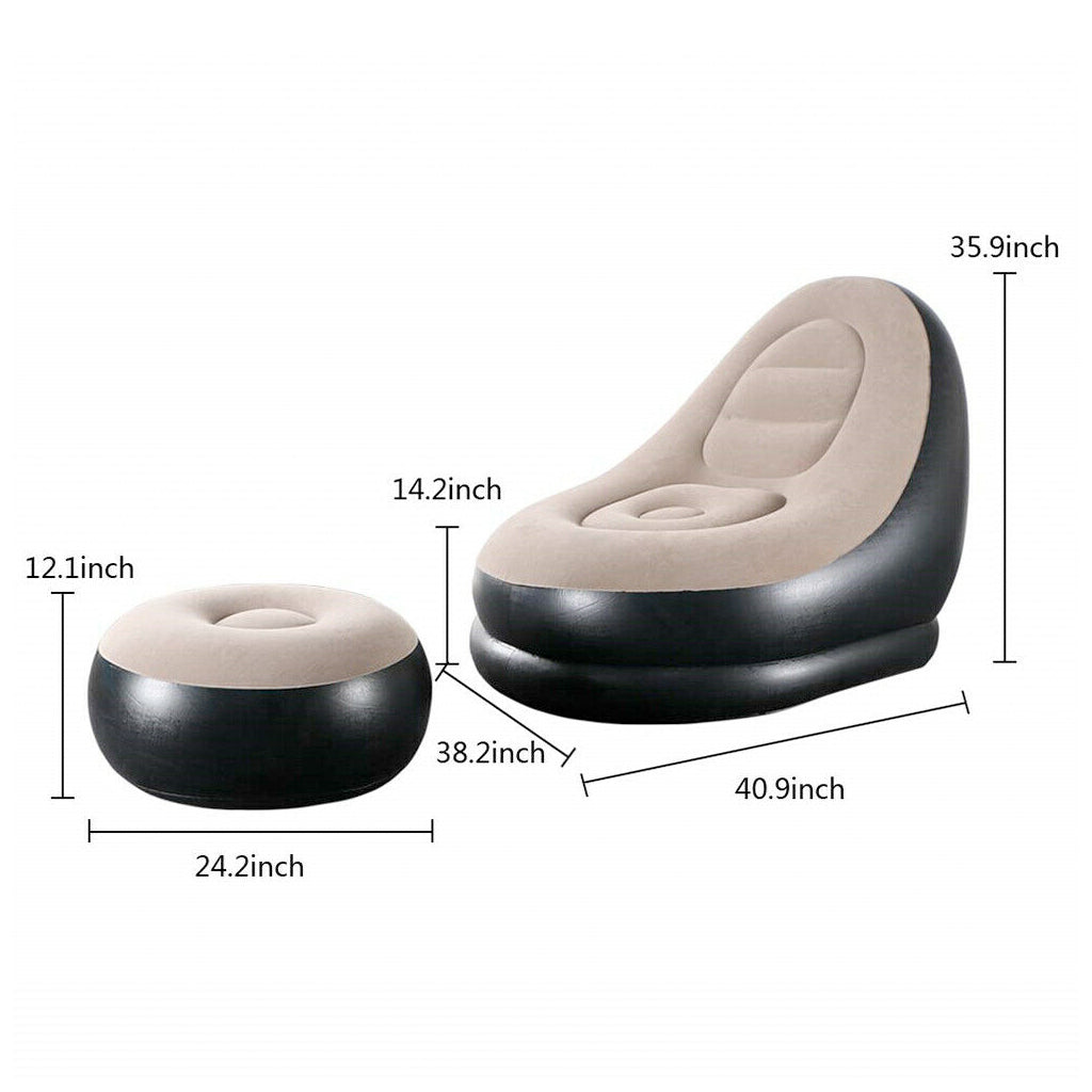 Large Bean Bag Sofa Set with Inflatable Footrest