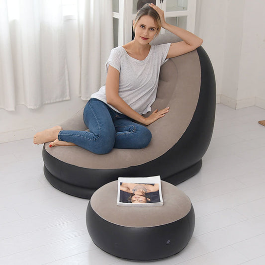 Large Bean Bag Sofa Set with Inflatable Footrest