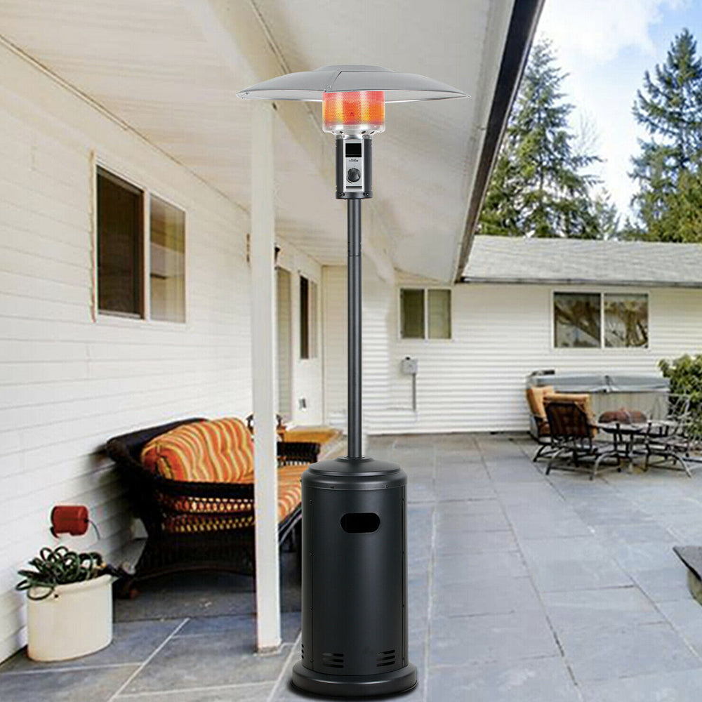 Standing Propane Heater for Outdoor Patios with Convenient Wheels
