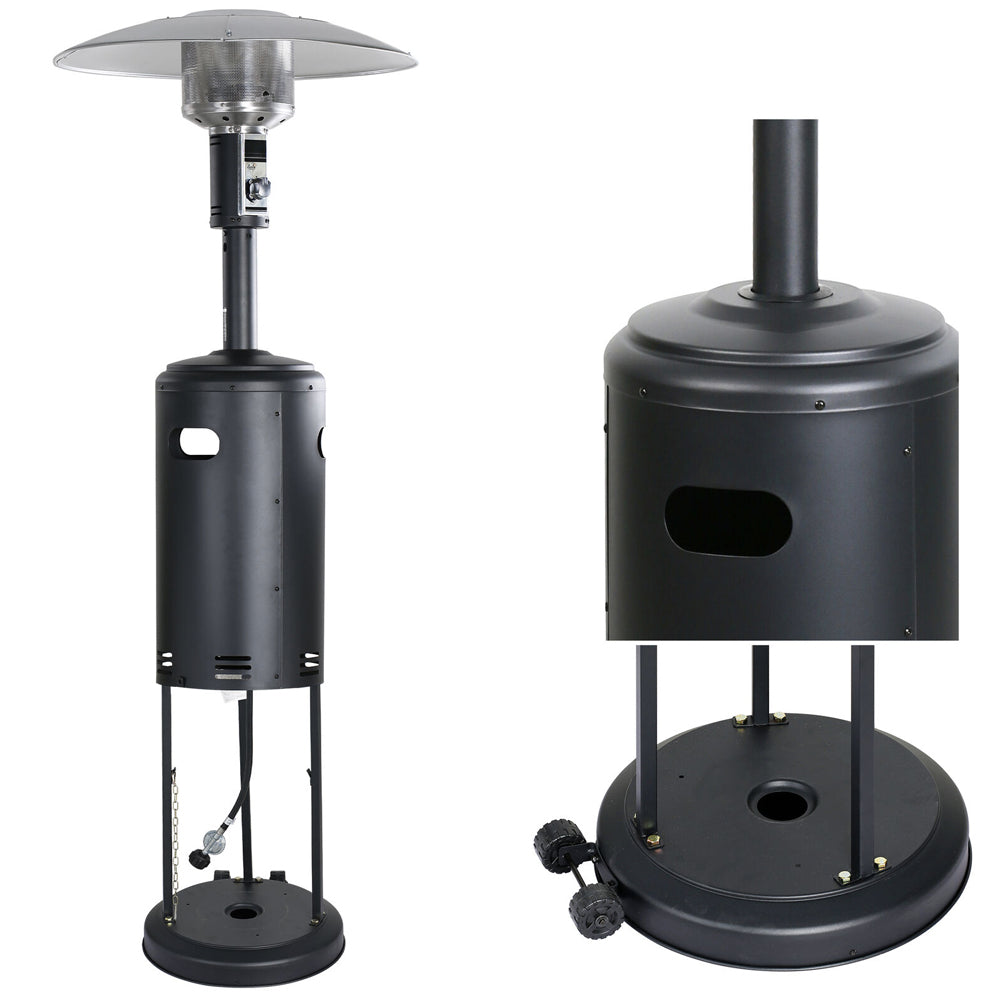 Standing Propane Heater for Outdoor Patios with Convenient Wheels