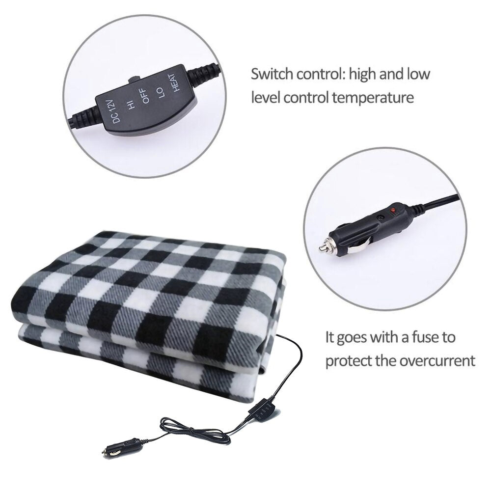 Car Electric Heated Fleece Throw Blanket