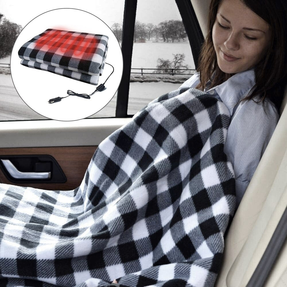 Car Electric Heated Fleece Throw Blanket