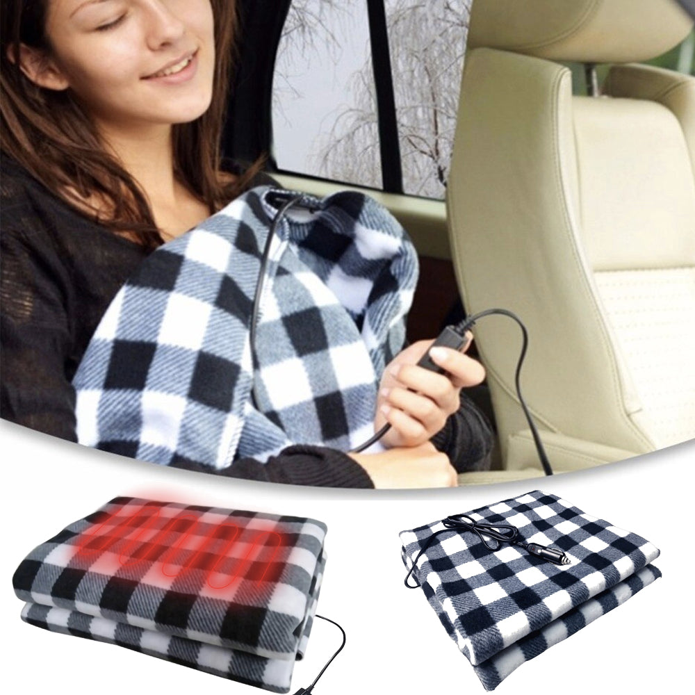 Car Electric Heated Fleece Throw Blanket
