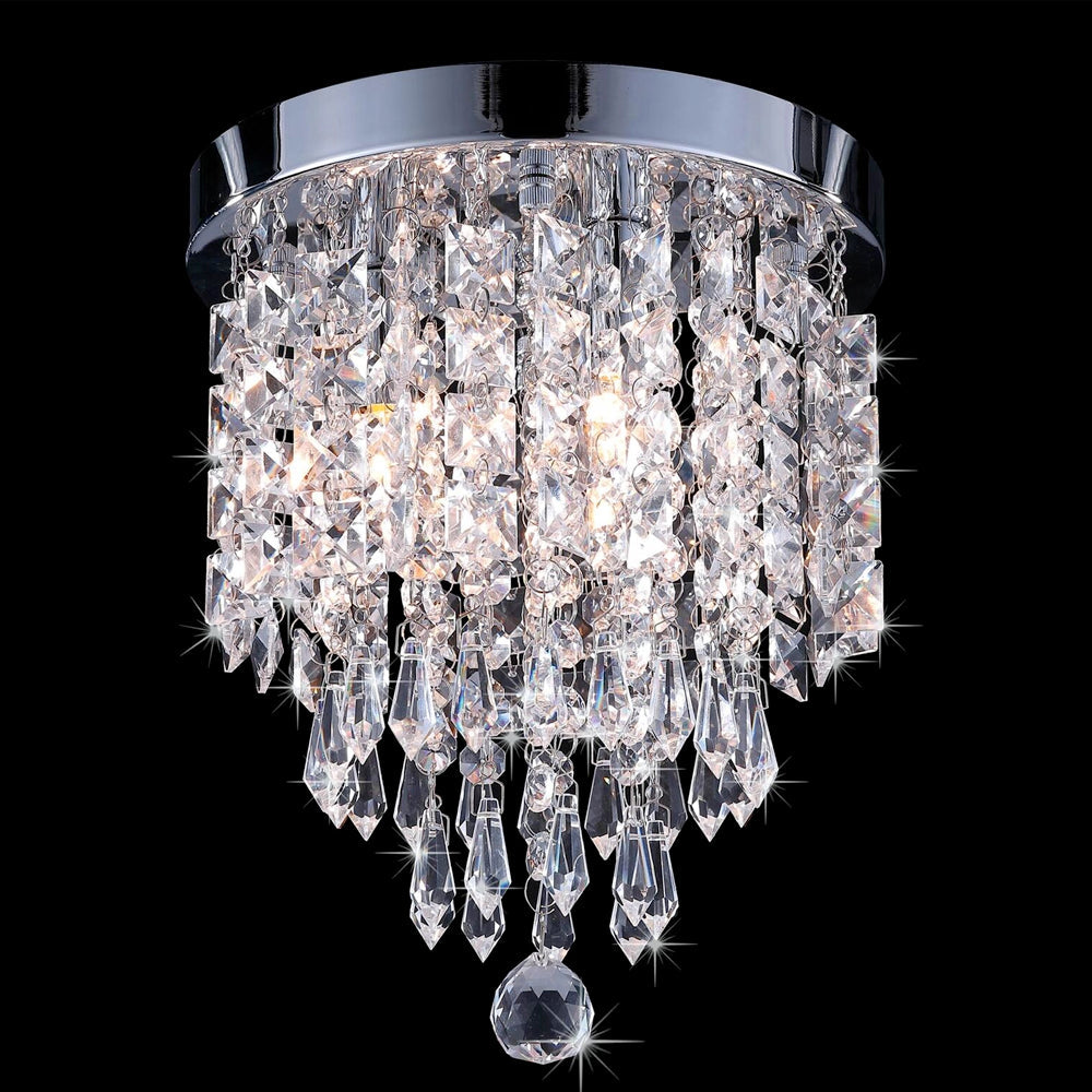 Crystal Pendant Light Fixture with Suspended Central Sphere - Enhancing the Brilliance