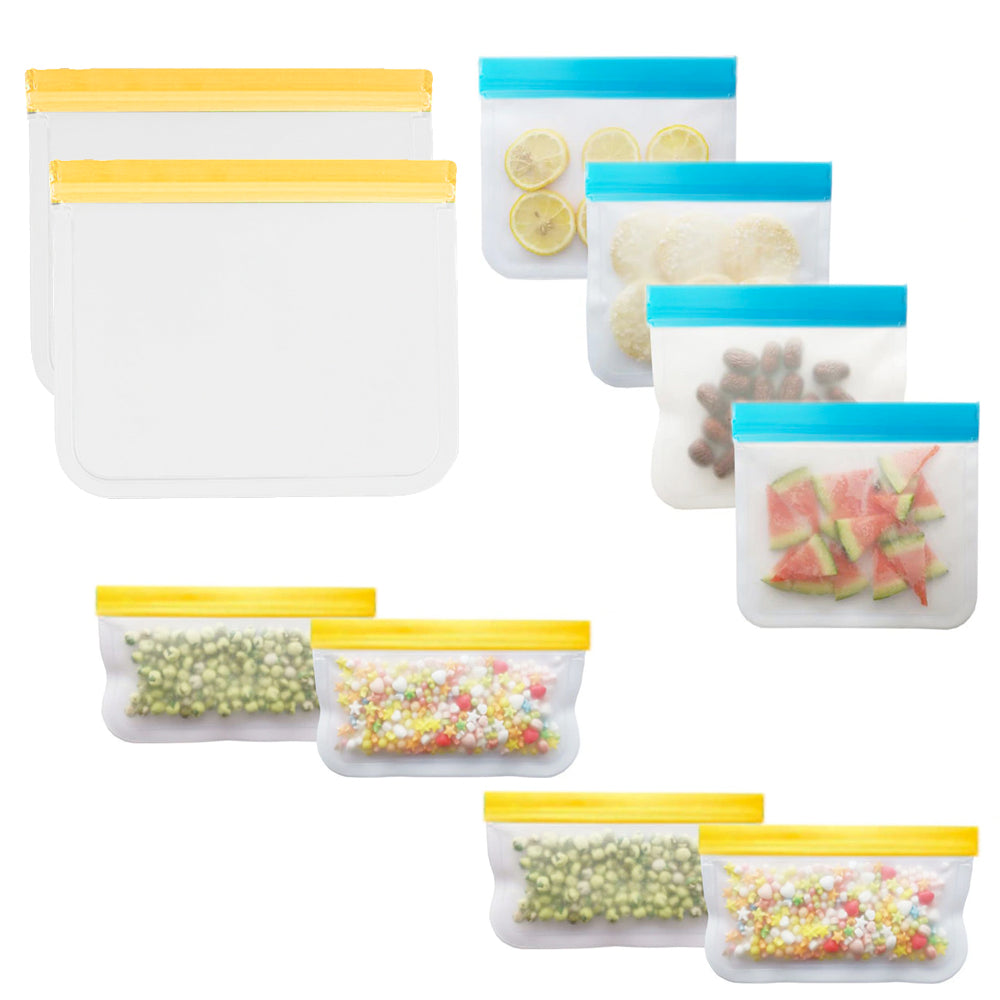 Reusable Leak Proof Food Storage Zip Bags - 10 Piece Pack: Environmentally Conscious and Sustainable Choice for Storing Your Food