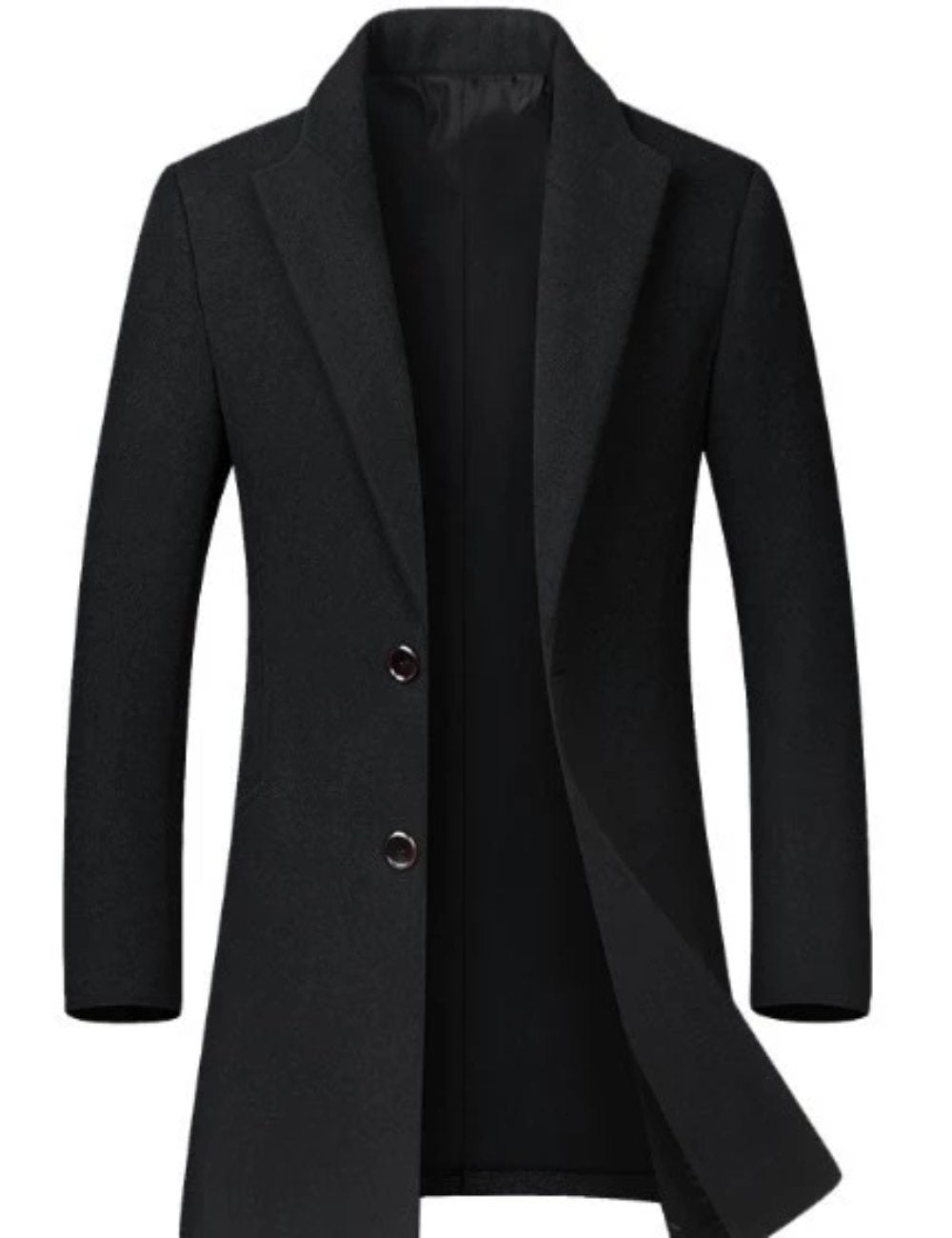 Mid-Length Classic Coat for Men with Dual Buttons