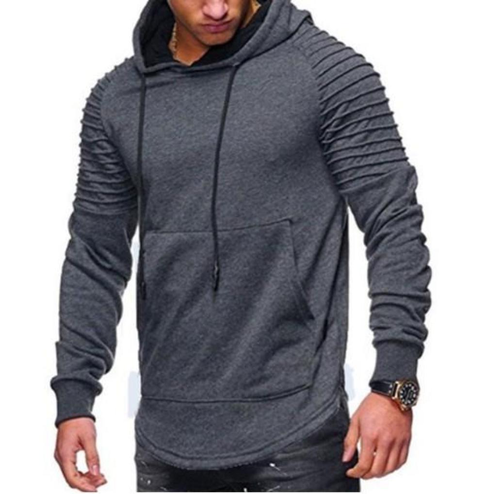Slim Fit Biker Hoodie for Men in Light Gray
