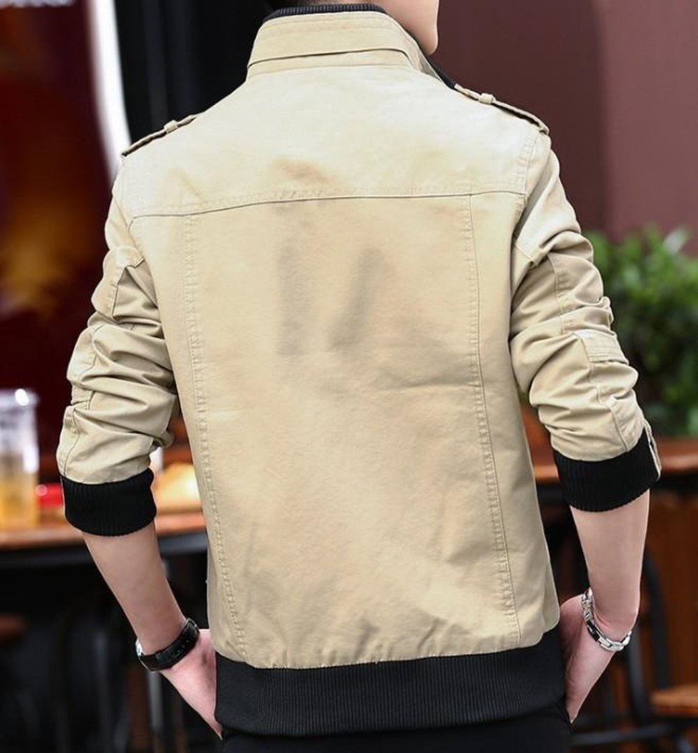 Casual Zipper Jacket for Men with Military-Inspired Look