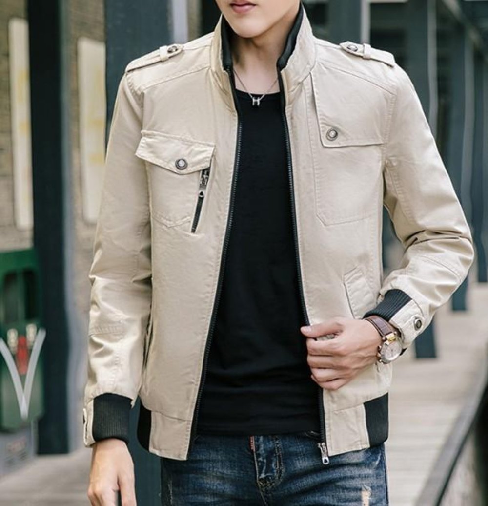 Faux Fur-Lined Military-Inspired Men's Jacket