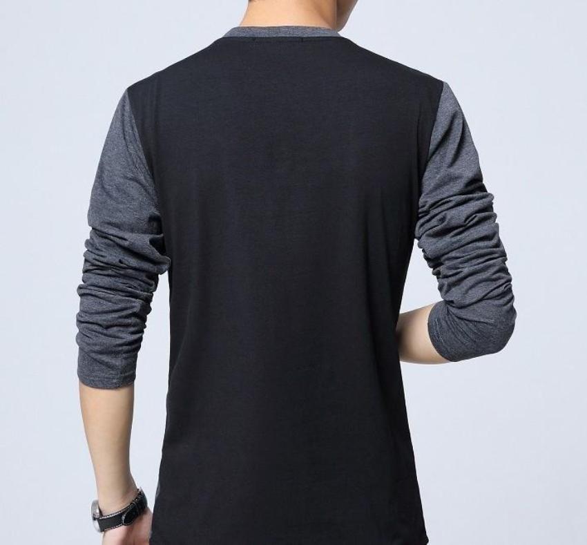 Dual Tone V-Neck Long Sleeve Men's Top