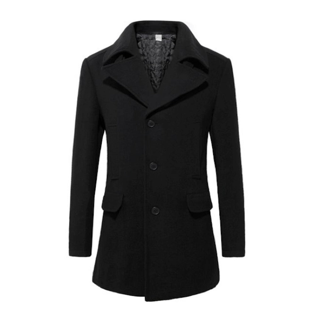 Mid Length Wool Blend Coat for Men