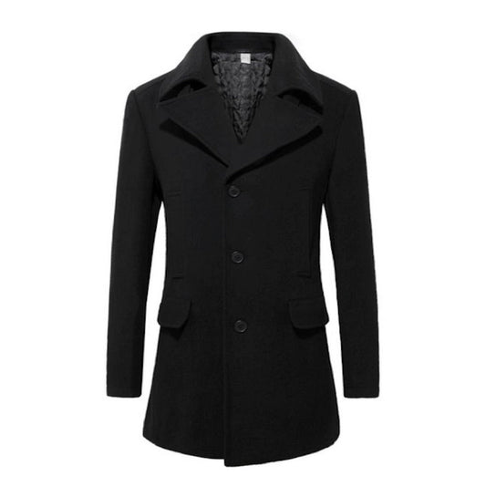 Mid Length Wool Blend Coat for Men