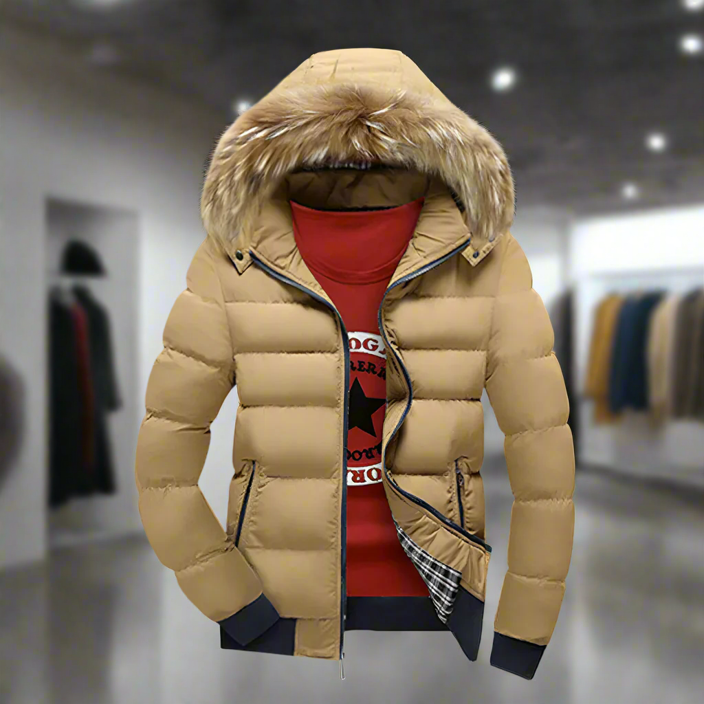 Removable Hooded Men's Two-Toned Quilted Jacket