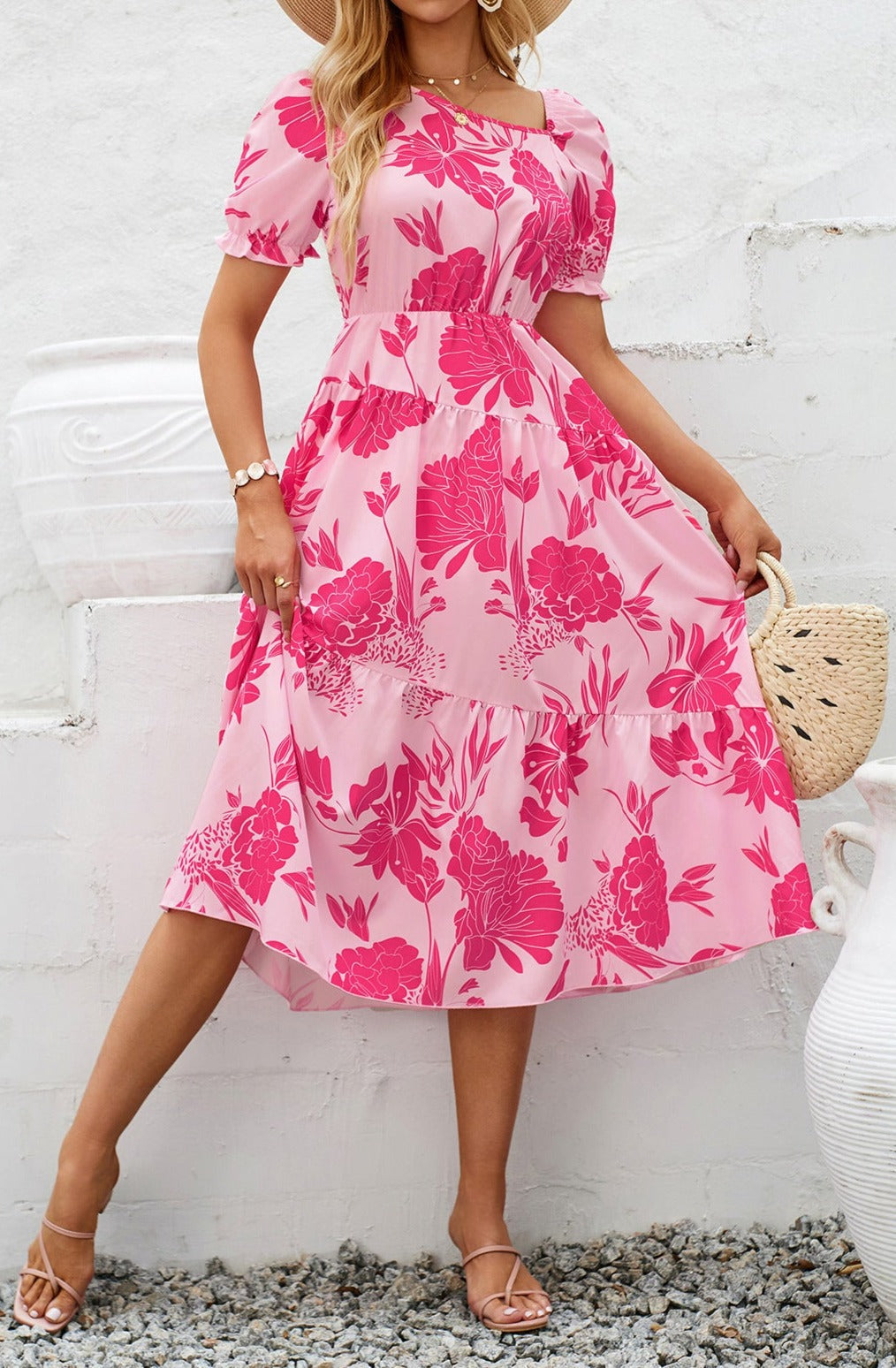 Floral One-Piece Dress for Women's Summer Wear