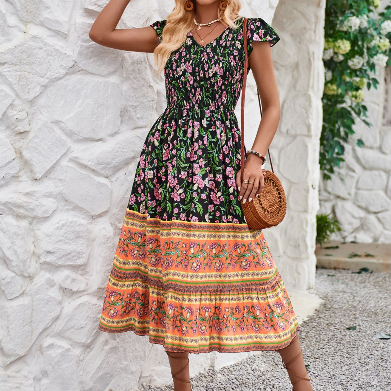 Floral Summer Dress for Women - One-Piece Design