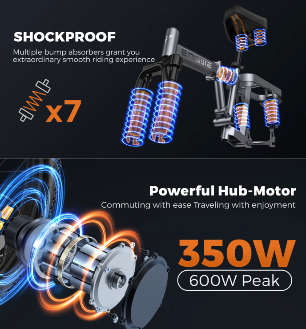 Compact Foldable 350W Electric Bicycle With Versatile Shock Absorbers