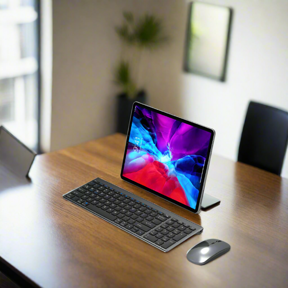 Dual Mode Wireless Ultra Slim Full Size Keyboard and Mouse Set