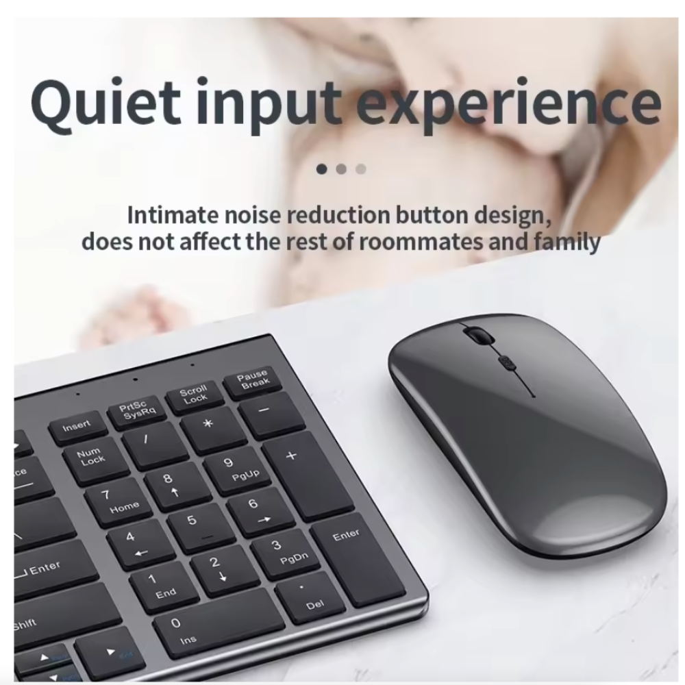 Dual Mode Wireless Ultra Slim Full Size Keyboard and Mouse Set
