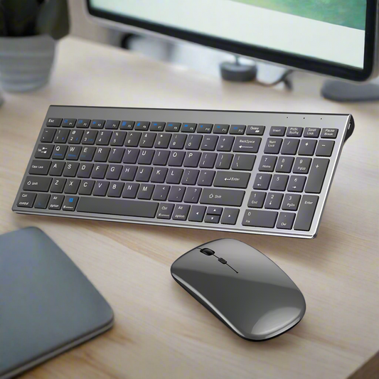 Dual Mode Wireless Ultra Slim Full Size Keyboard and Mouse Set