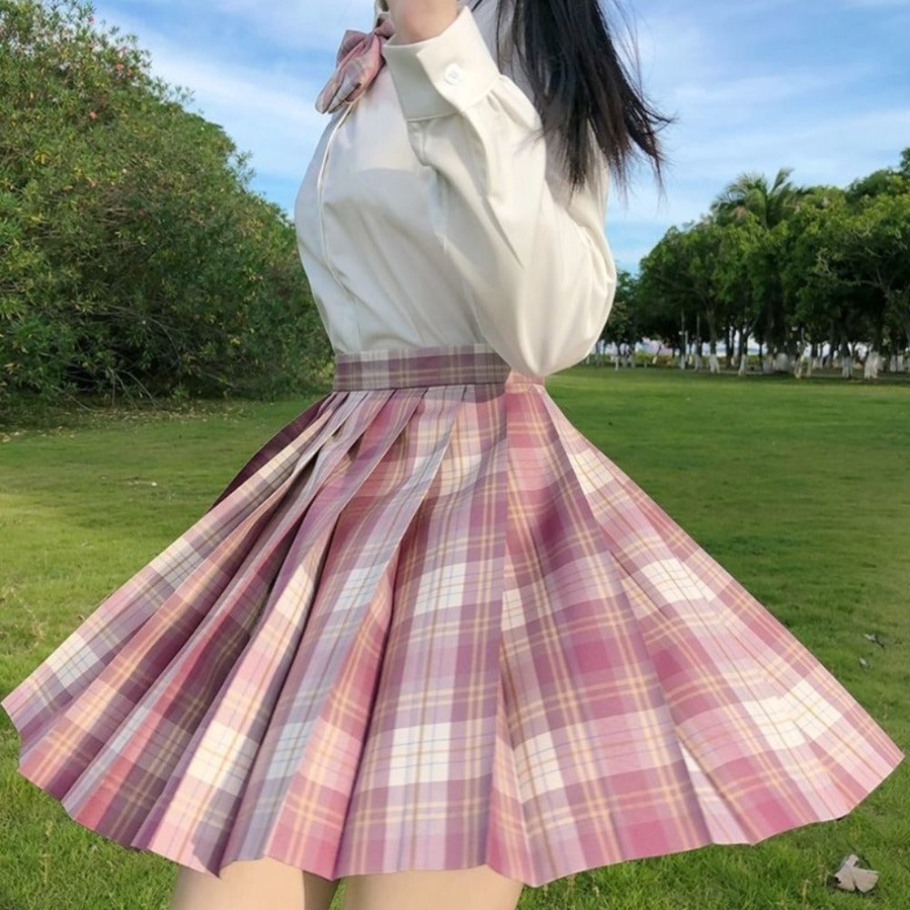 Checkered Skirt with Anime Girl Theme