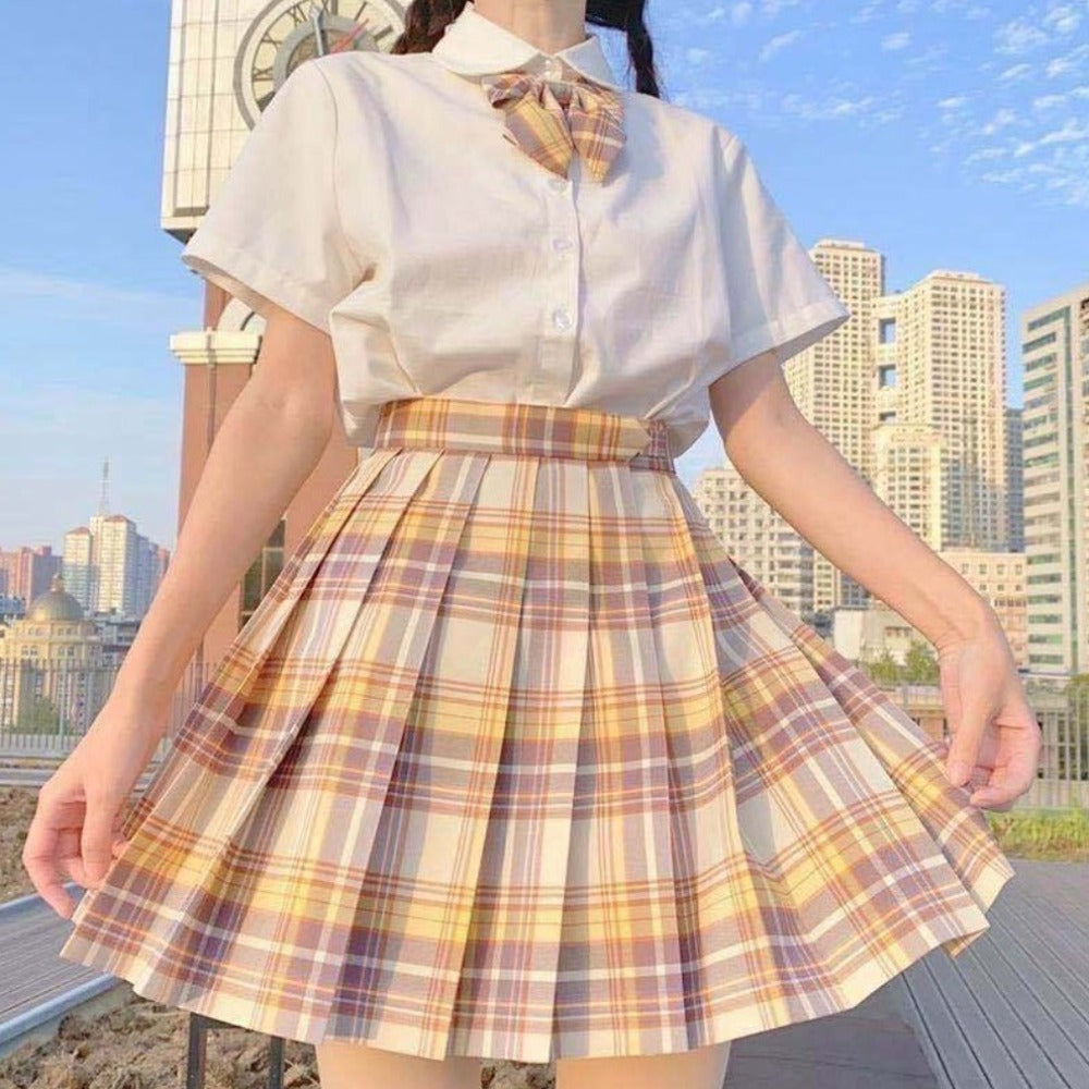 Checkered Skirt with Anime Girl Theme