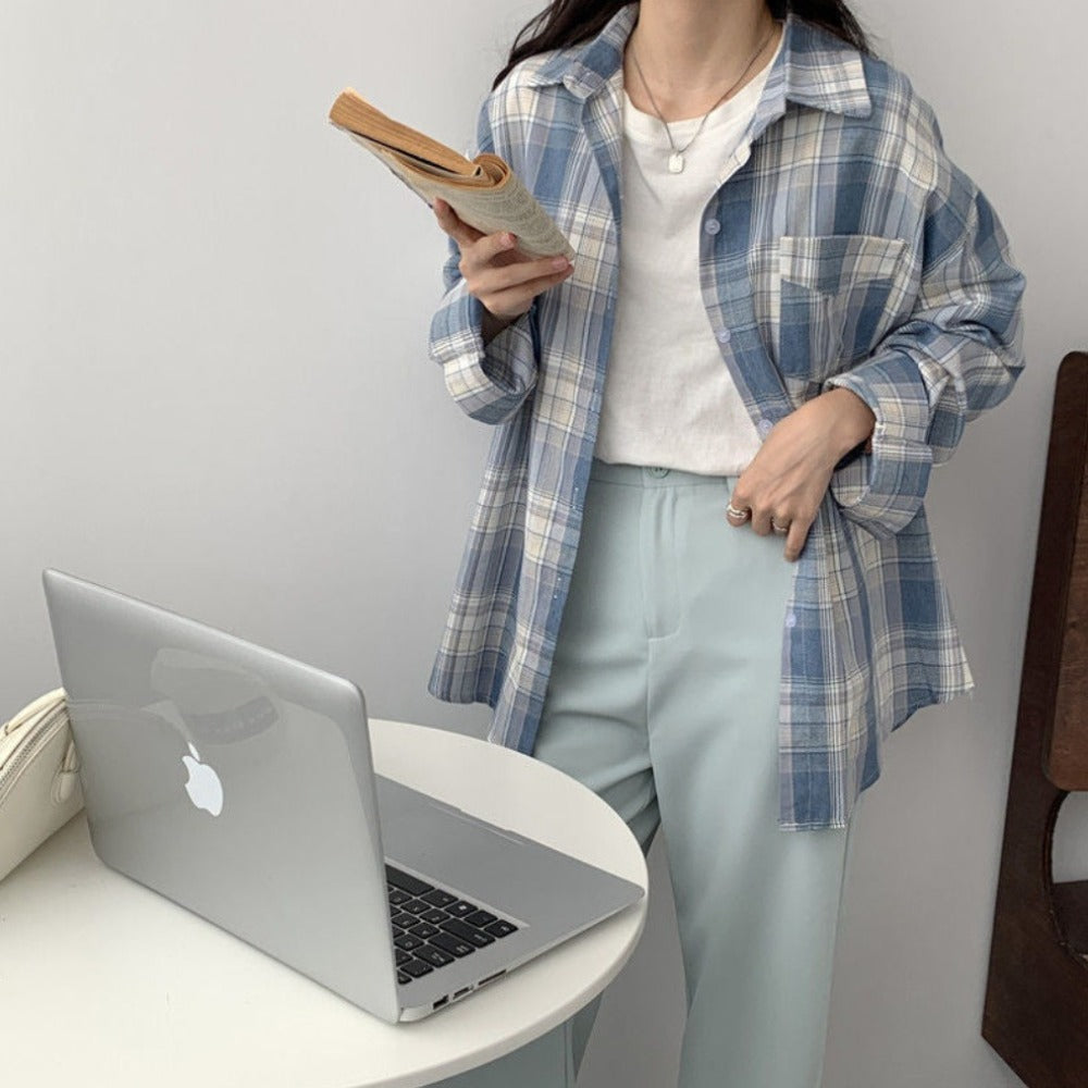 Plaid Long Sleeve Shirt for Women