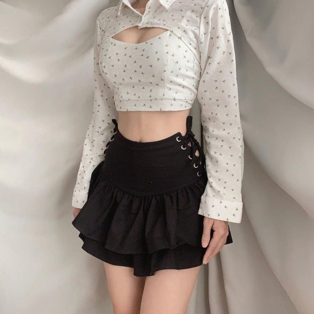 Ruffled Layered Mini Skirt