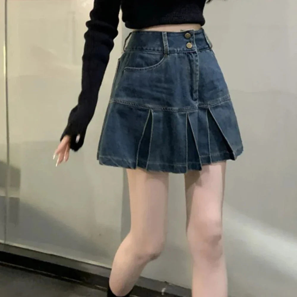 High Waisted Mini Denim Skirt for KPOP Lovers