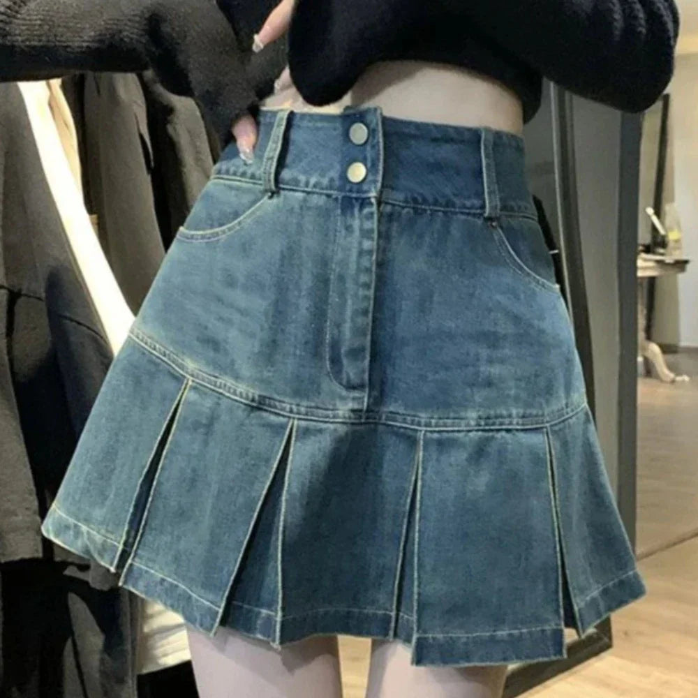 High Waisted Mini Denim Skirt for KPOP Lovers