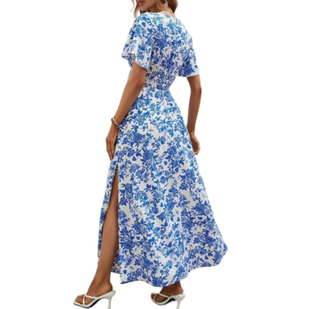 Floral V Neck Dress for Women's Summer by the Sea
