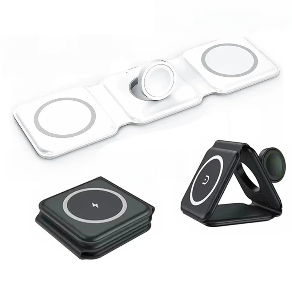 Foldable Wireless Charging Pad with 3-in-1 Compatibility for Multiple Devices