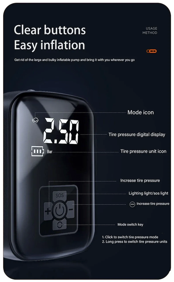 Compact Wireless Digital Air Pump