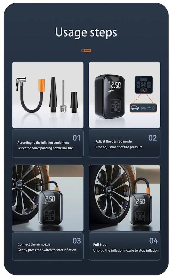 Compact Wireless Digital Air Pump