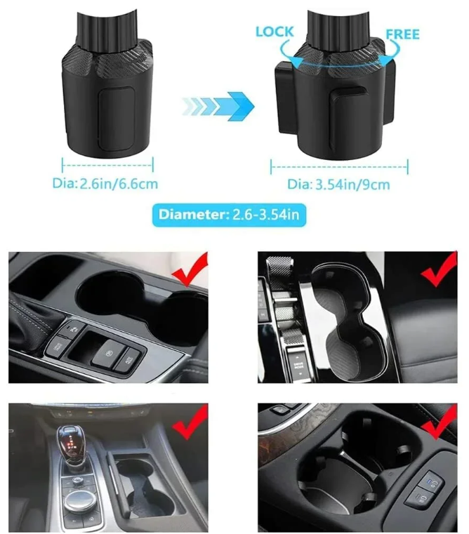 Rotating Dual Car Cup Holders with Snack Tray