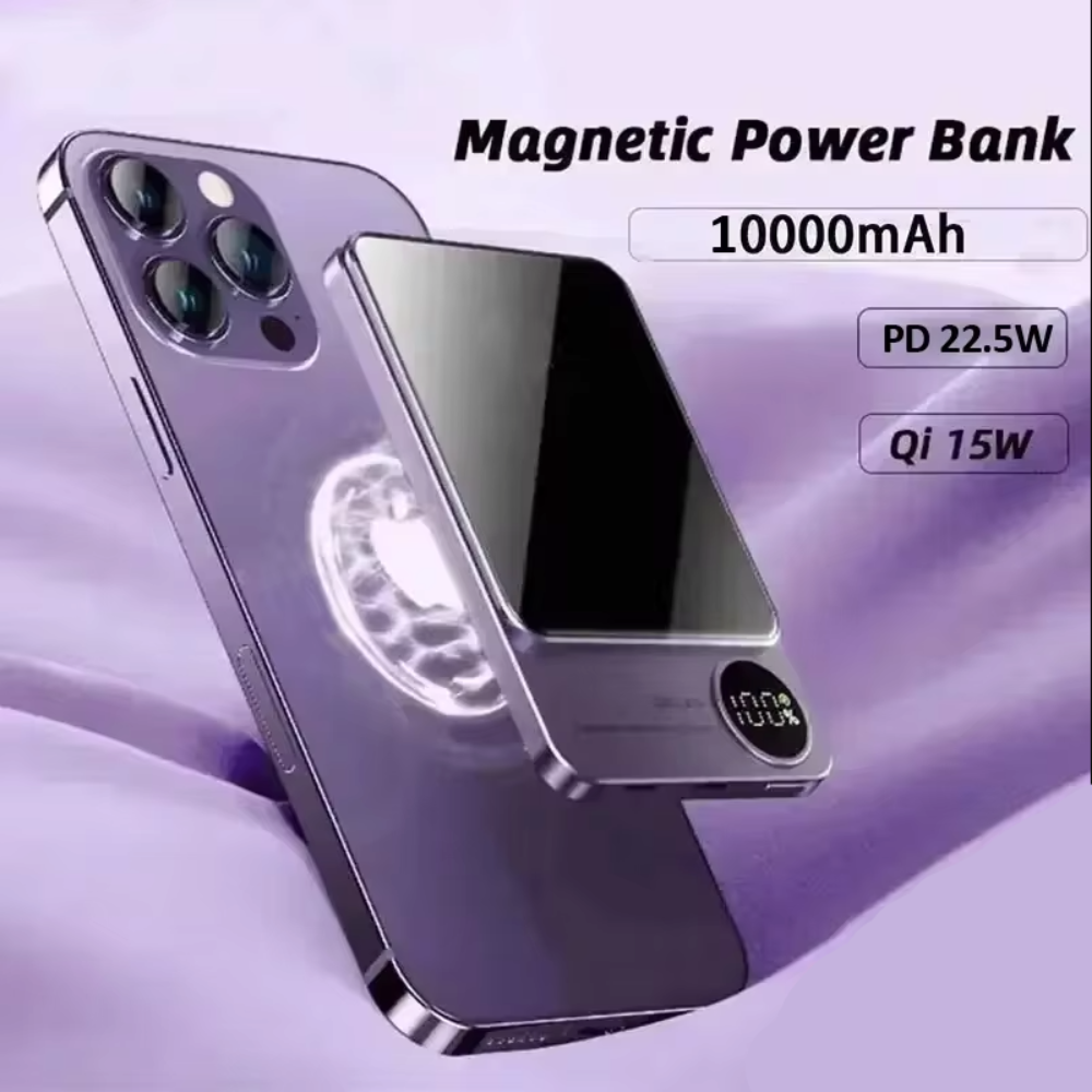 Magnetic Wireless Portable Power Bank - 10000 mAh for iPhone Compatibility
