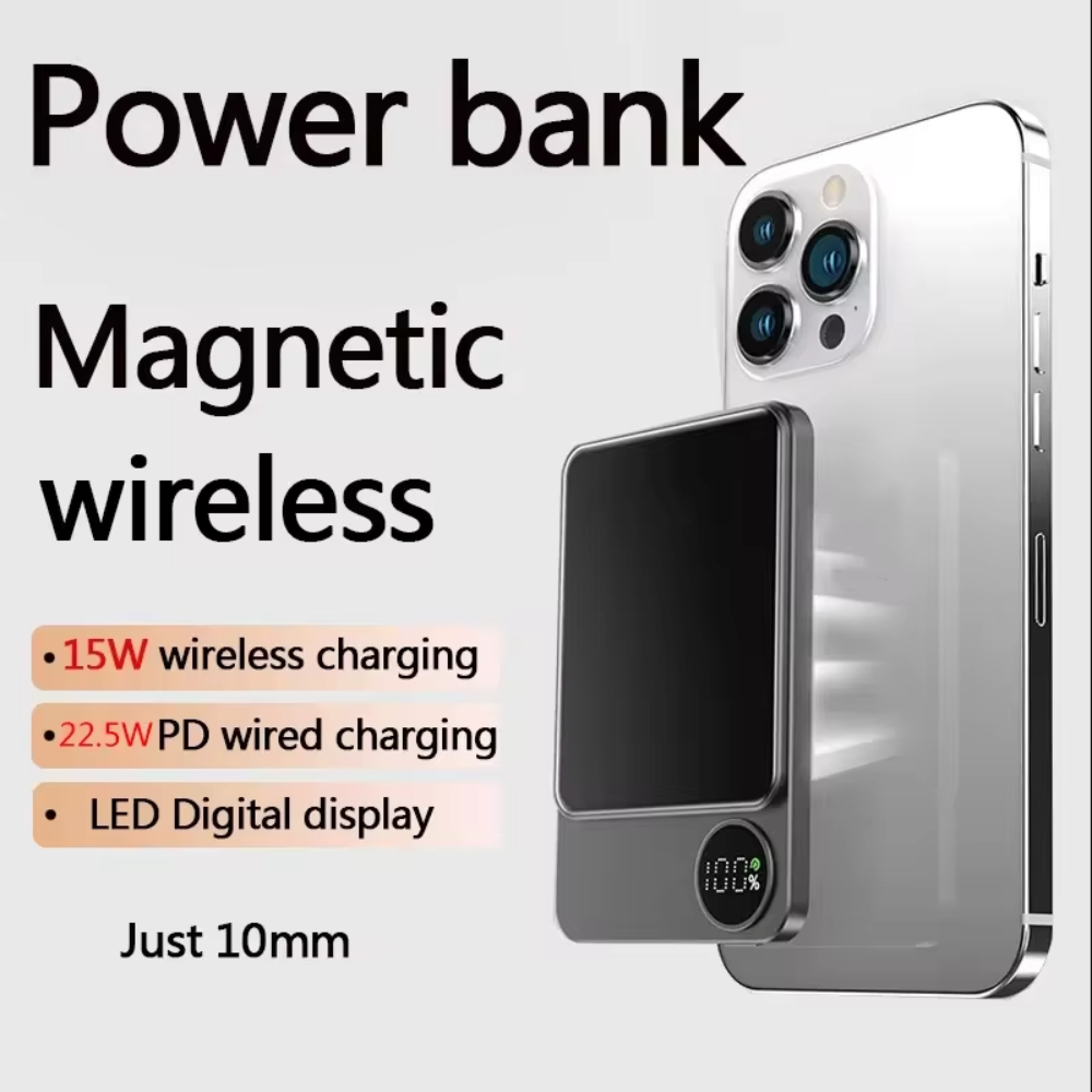 Magnetic Wireless Portable Power Bank - 10000 mAh for iPhone Compatibility