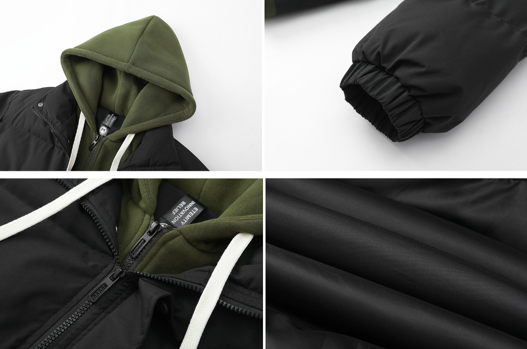 Layered Appearance Men's Hooded Puffer Jacket