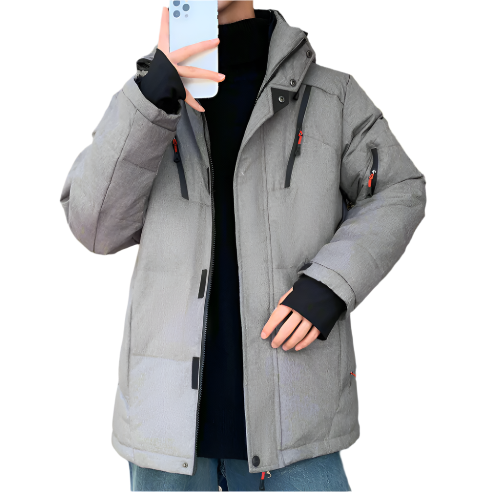 High Collar Men's Puffer Jacket with Detachable Hood