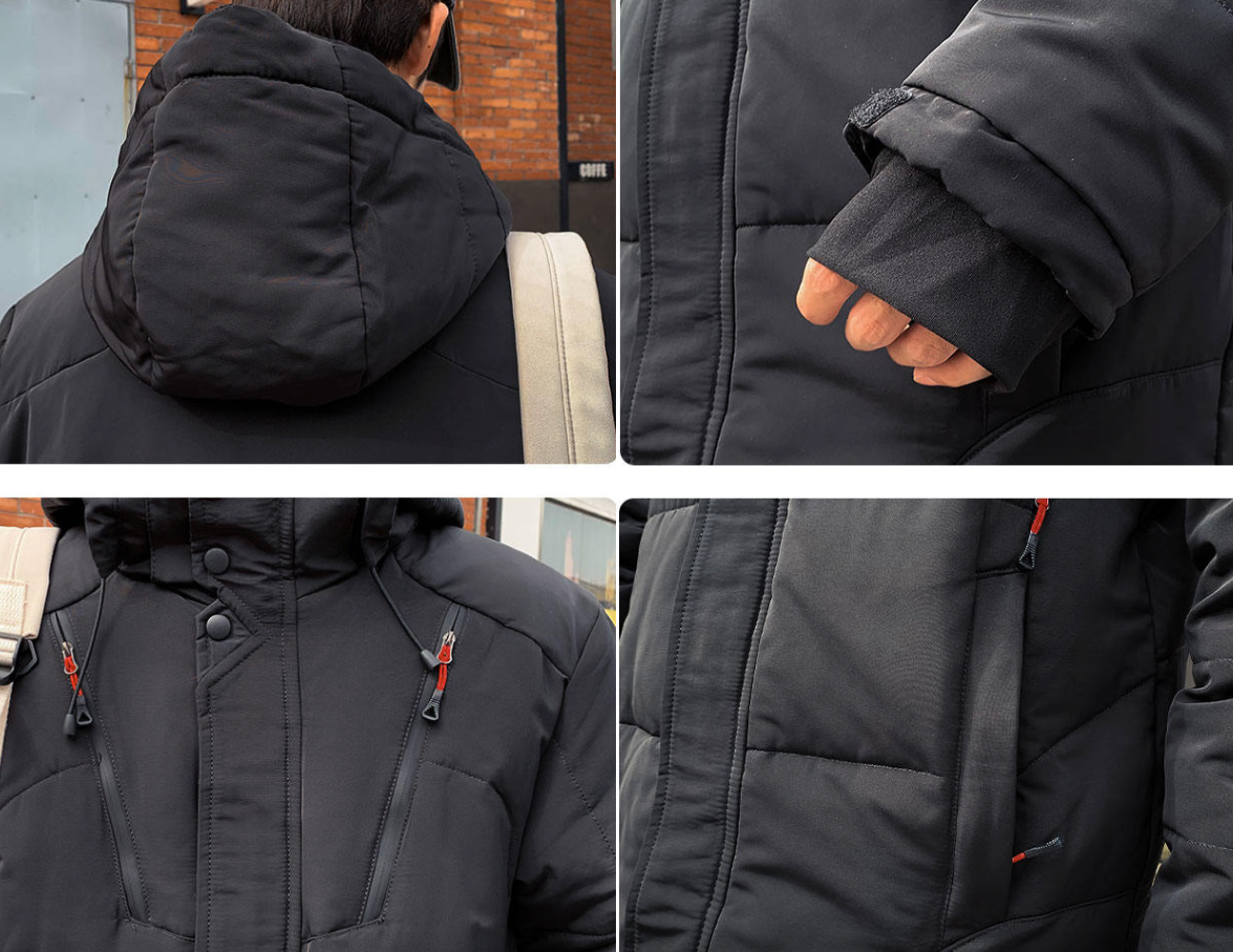 High Collar Men's Puffer Jacket with Detachable Hood