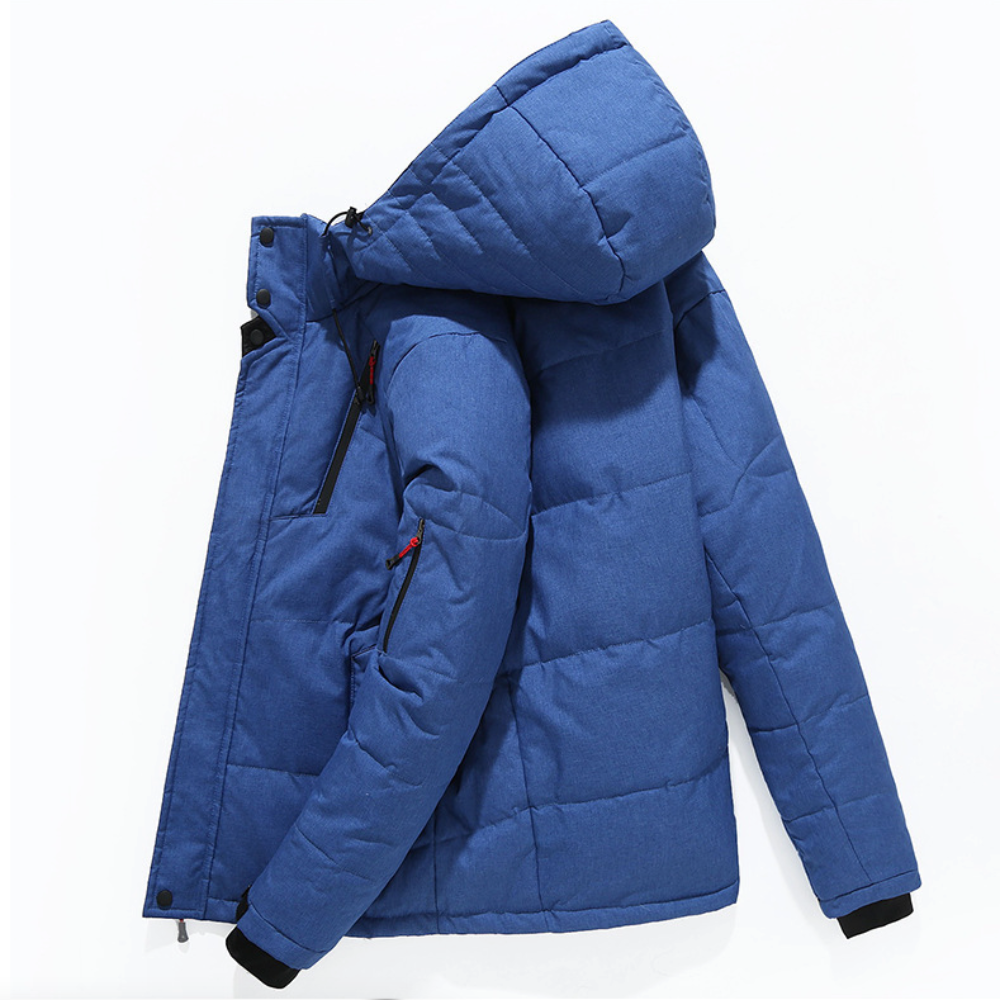 High Collar Men's Puffer Jacket with Detachable Hood