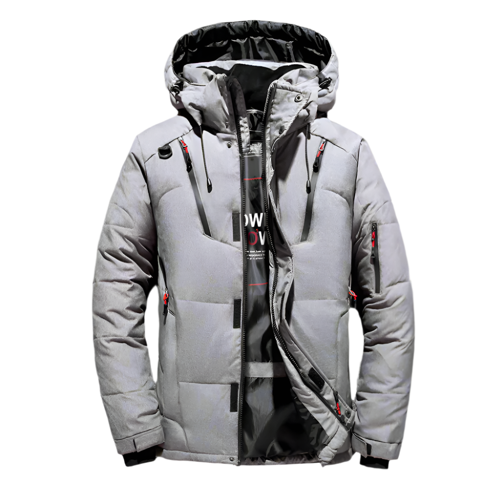 High Collar Men's Puffer Jacket with Detachable Hood