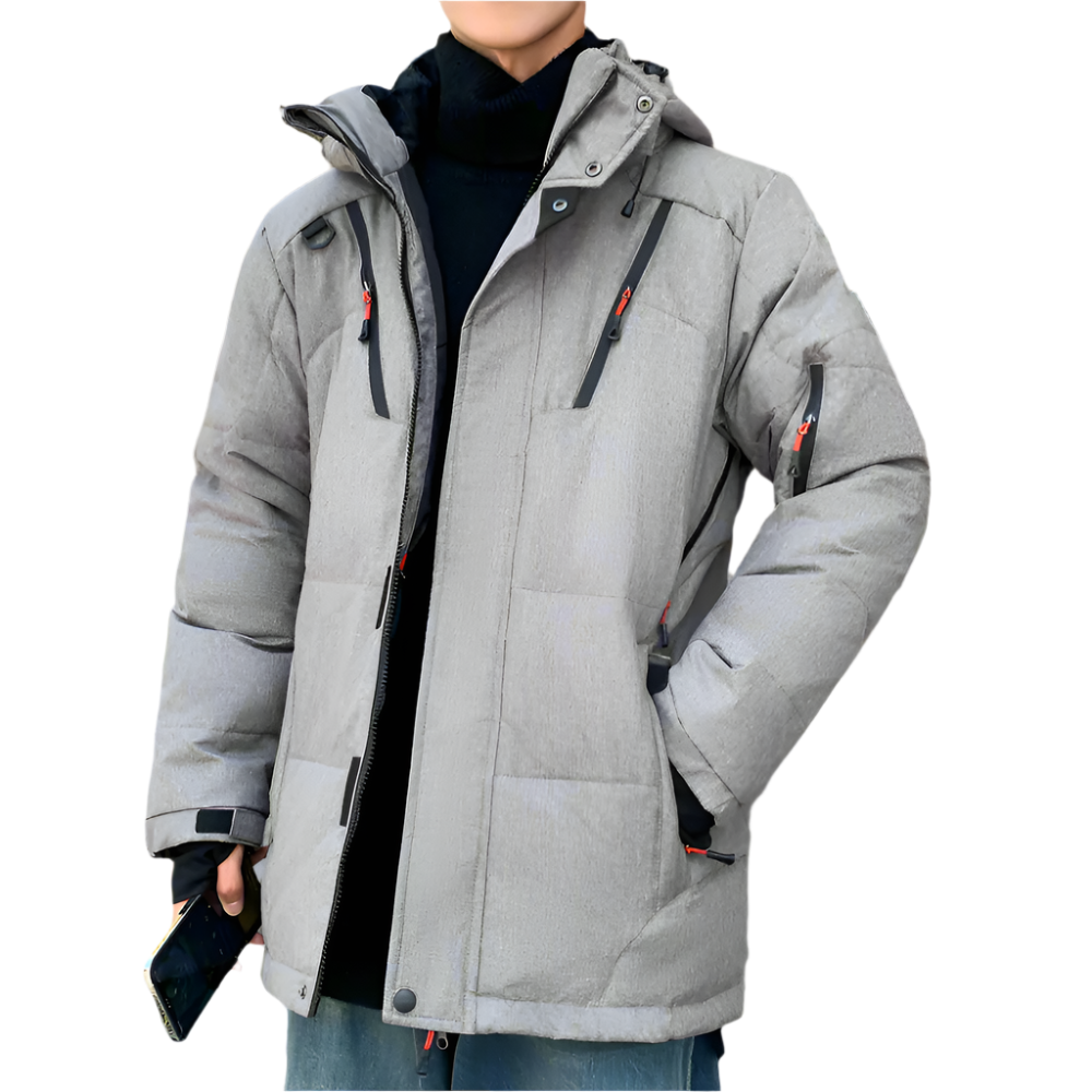 High Collar Men's Puffer Jacket with Detachable Hood