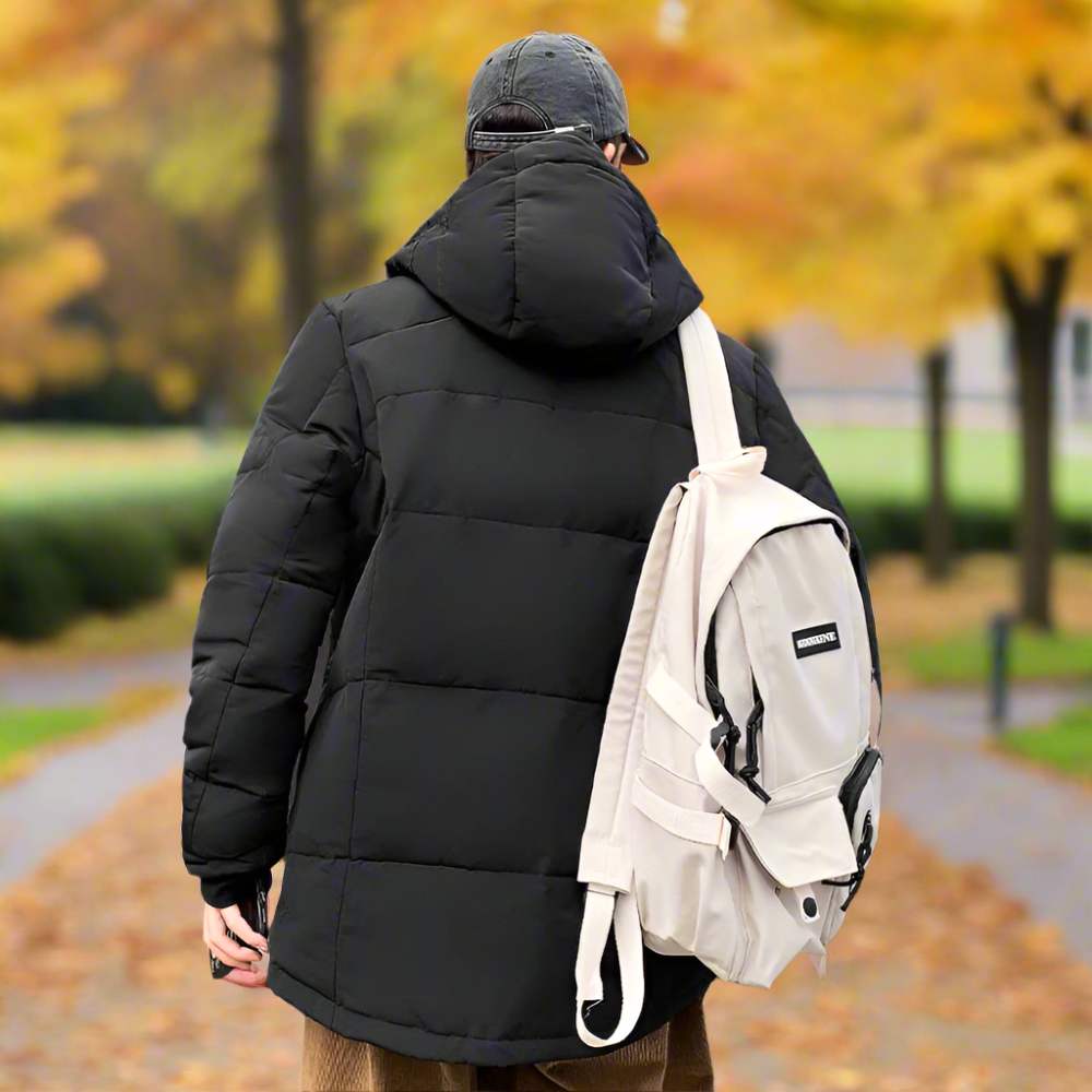 High Collar Men's Puffer Jacket with Detachable Hood