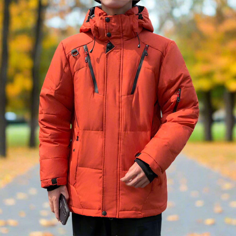 High Collar Men's Puffer Jacket with Detachable Hood