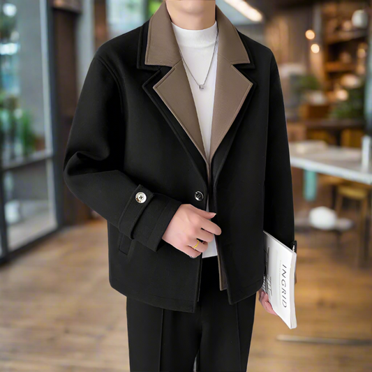 Two-Toned Jacket with Layered Appearance for Men