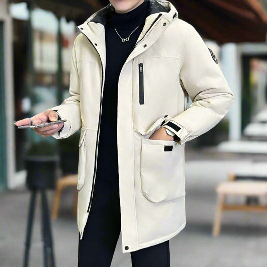 Windproof Hooded Jacket for Men - Mid Length