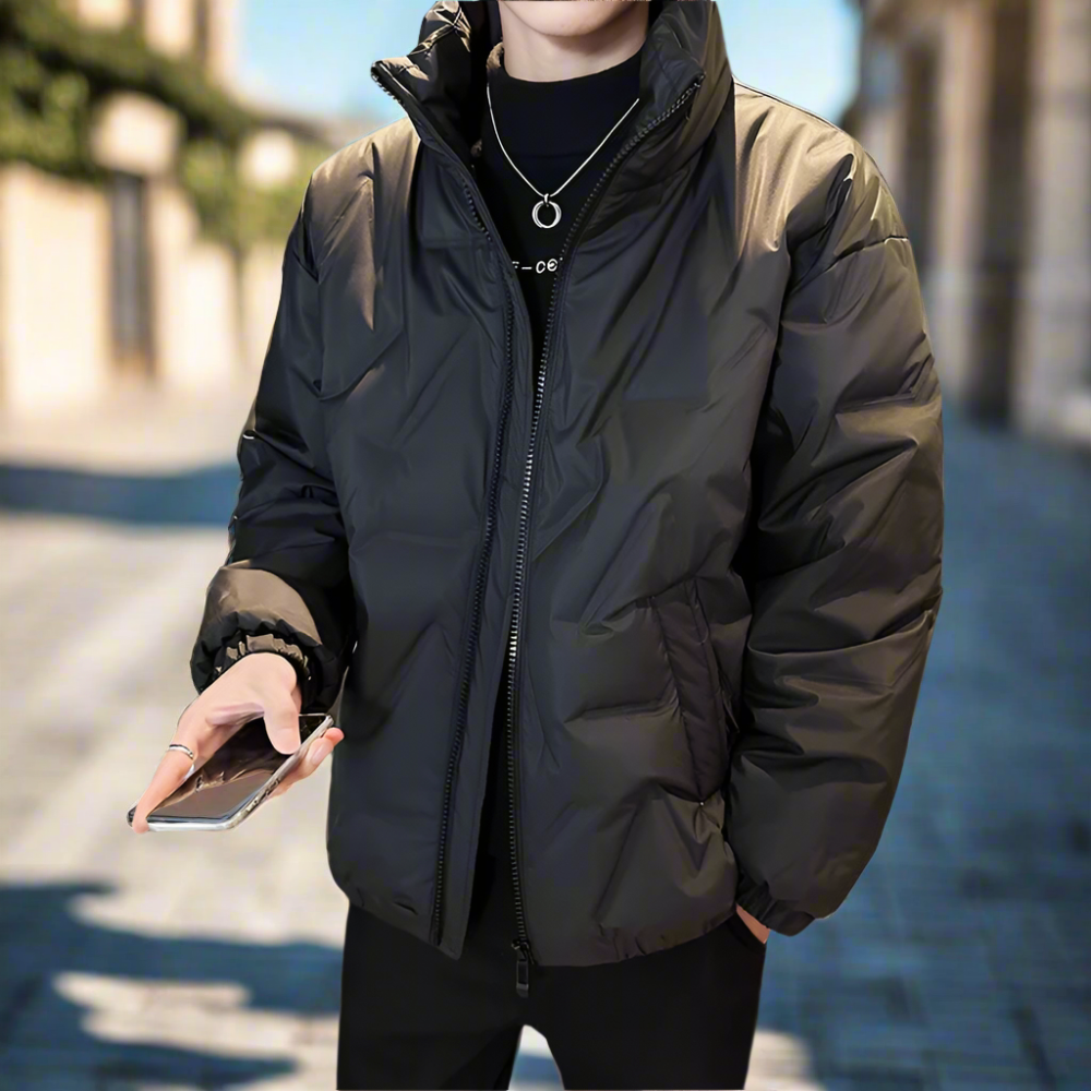 Quilted High Collar Men's Jacket