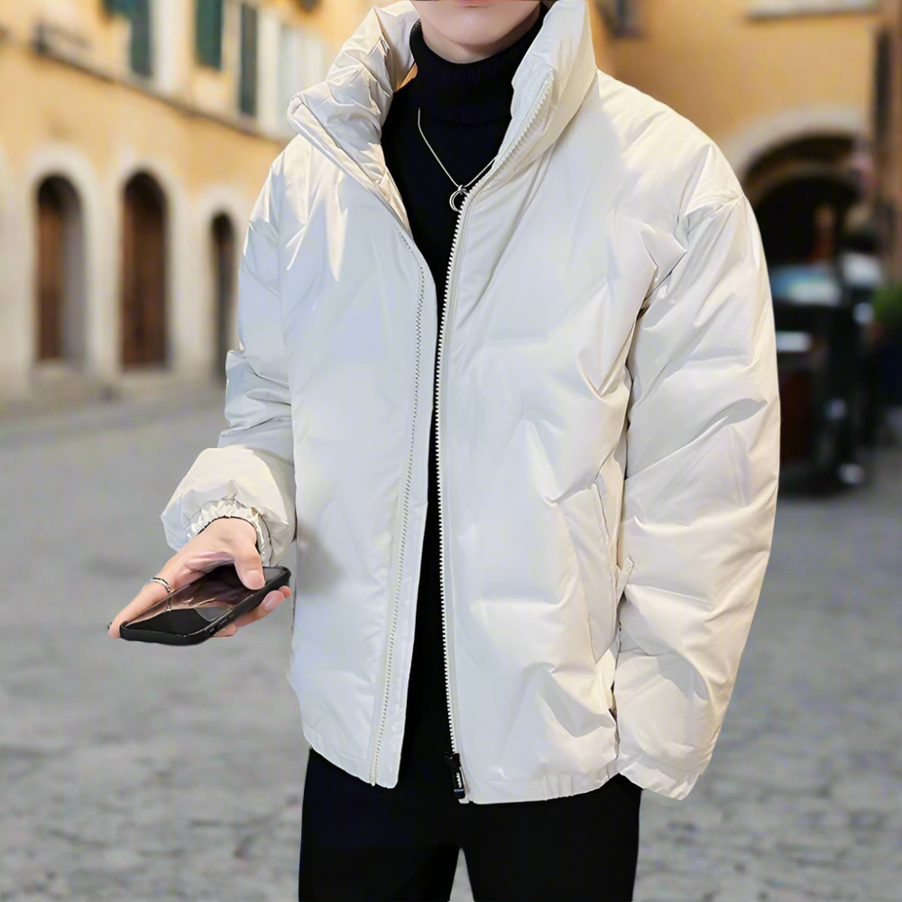 Quilted High Collar Men's Jacket