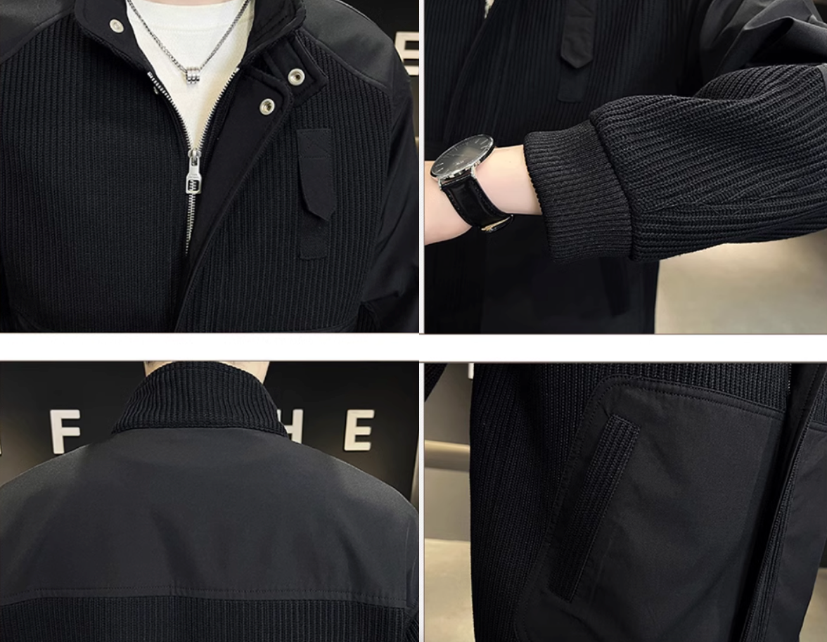 Patchwork Knit Jacket for Men